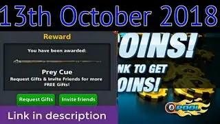 8 ball pool Prey Cue Free Reward Links Working 13th.Oct.2018
