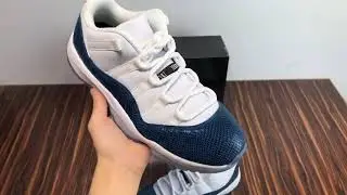 Air Jordan 11 Low Navy Blue Snakeskin Basketball Sneakers