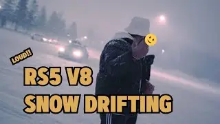 Loud RS5 V8 drifting in Canadian Snow Storm
