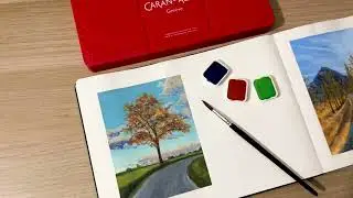 Peindre un payasage d'automne &agrave; la gouache