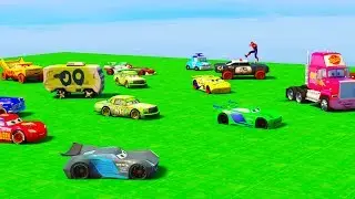 Cars 3 Mack & Friends Cartoon Cars for Children with Spider-man Funny Nursery Rhymes | GTA 5 Mods