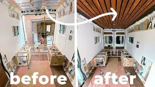 Building a DIY slat ceiling in our van!