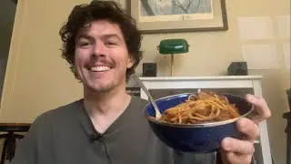 Spaghetti and meat sauce ASMR [soft spoken, eating sounds]