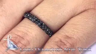 WBAJ-020 - 0.75 Carat Micro Pave Black Diamond Wedding Band Ring 14k White Gold