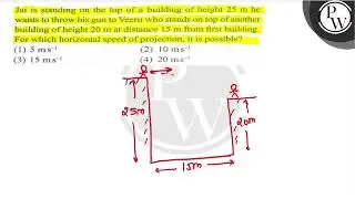 Jai is standing on the top of a building of height \( 25 \mathrm{~m} \) he wants to throw his gu...