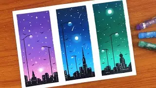 Oil Pastel City scape Painting for beginners | Oil Pastel Drawing