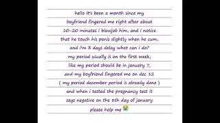 Period Is Late After Possible Contact With Precum&hellip; Am I Pregnant?