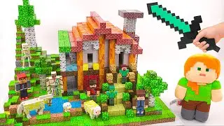 I Made a MINECRAFT VILLA With Magnetic Minecraft Blocks | Magnetic Papercraft