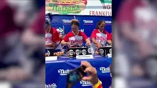 Competitive eater with CO connection raises awareness at hot dog eating contest