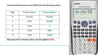 Npv or Net Present Value in scientific calculator