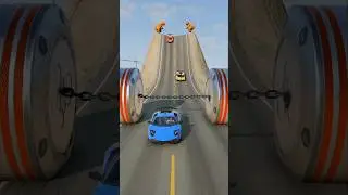 Автомобили и грузовики против гидравлической дробилки с цепями - BeamNG.drive