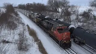 CN 3002 leads a sand train Northbound at Byron, WI