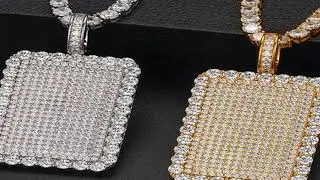 Fine Square Hang Tag Moissanite Pendant Necklace For Men Hip Hop Jewelry With 925 Sterling Silver Te