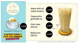 Coffee Shop Men&uuml; 2026 &ndash; Teil 1 | Galerie Handwerk, 1160 Wien &ndash; Adolf-Czettel-Gasse 3/1A