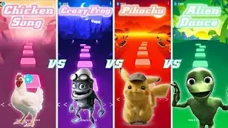 Chicken Song Vs Crazy Frog Vs Pikachu Vs Alien Dance | Tiles Hop EDM Rush #hopmastery