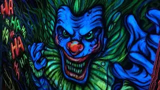 UV Clown Mural Artwork w/ Airbrush - House of Clowns - Fear at Avon Valley