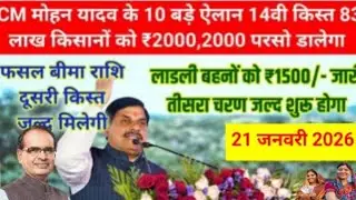 CM मोहन यादव के 10 बड़े ऐलान/14वी किस्त/83 लाख किसानों को/ ₹2000,2000 परसो डालेगा/ फसल बीमा/🇮🇷🤱
