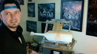 Seascape on Wooden Paddle by Paint With Josh artist Josh Kirkham. Oil on Wood