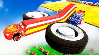 WHEEL SPINNER VS LONG CARS SPIKE TRAPS, SHREDDER, BUS, COGWHEEL, SURVIVE? - Teardown