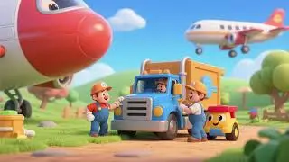 Toy Truck Crew Helps the Jet Land | Fun Nursery Rhymes & Kids Songs