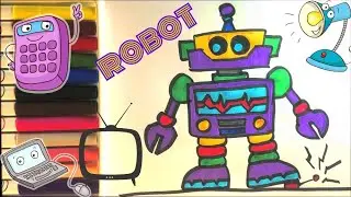 draw easy robot | Пародия на робота| Draw and color | How to draw | рисунок робота