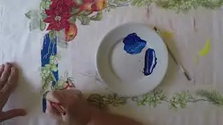 Dipingere un runner con mele, stelle di Natale e vischio, Album n.VII o raccolta Speciale Natale.