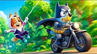 FASTER! Bat Bluey Drives The Real Batmobile? | BLUEY FUNNY ANIMATION