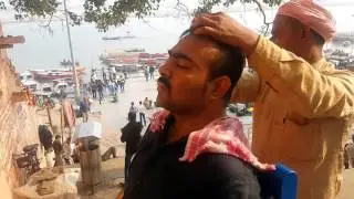 River's side Head Massage with Neck Cracking at Banks of Ganges - Varanasi