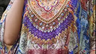 Fusion of Fashion and Folklore Printed Silk Kaftan of Full Length with Various Print