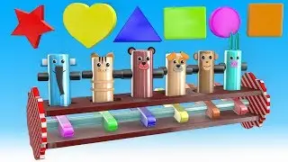 Learn Shapes with Wooden Blocks Toys - Animals and Shapes Video Collection for Children