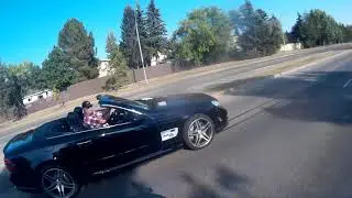 LOSER IN A MERCADES HAVING A MID LIFE CRISIS & CUTS OFF BIKER PLATE # CDF054