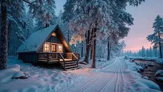 Relaxing Acoustic Winter Guitar Flow ~ Serene Cabin Ambience Music for Sleep Study & Chill
