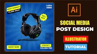 Social Media Post Design in Illustrator. Illustrator Tutorial | Ecommerce Product Banner.