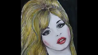Portrait of Brigitte Bardot, painted as an illustration * Tribute 🙏