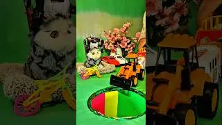 Red car 🚘 🚗 & Little jcb pushing into pit part 48