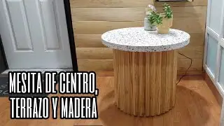 Terrazzo coffee table with wooden base