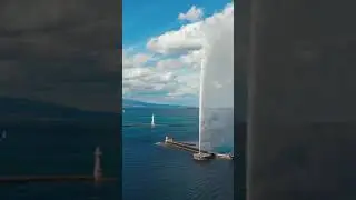 GENEVA Water Fountain DRONE view SWITZERLAND #Shorts
