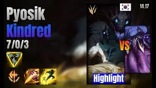 Pyosik Jungle Kindred vs Bel'Veth lol KR solo rank Highlight 14.17