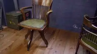 Antique Solid Oak Captains Swivel Desk Chair