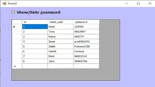 C# DataGridView Tutorial | Show and Hide Password Column in DataGridView