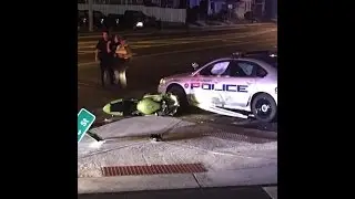Police Pursuit Ends With Totaled Motorcycle and Police Cars!