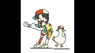Subaru's Duck dancing to Hey Ya! but with a knife on it's hand
