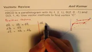 Use vector Methods to Find Vertex of a Parallelogram