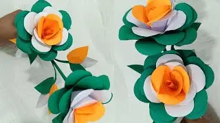Tricolour Paper Rose crafts Ideas / Home Decoration Ideas Paper Flower Republic day special craft 