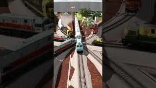 Many long trains pass each other on the high speed railway tracks #train #railway #usa #automobile