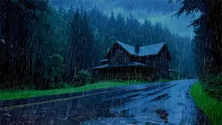 Cozy House in the Rain ⛈️ Thunder Sounds All Night