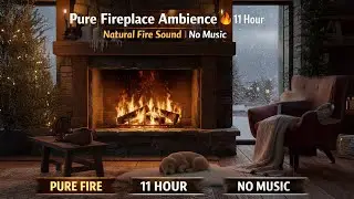 All Night Fireplace 🔥 | 11 Hours of Pure Crackling Fire Sounds | No Music