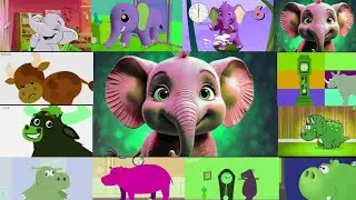 HICKORY DICKORY DOCK💥ELEPHANT 🐘BULL🐂HIPPO🦛RHINO 🦏✓🎨halftone pop,3d flip,color inversion✨💥🥰😱