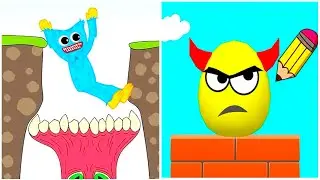 😂 Hugy's Funny Animated Story vs 👻 draw to smash Game 🎮 Epic Gameplay Showdown! 🚀🔥