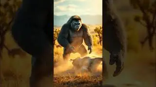 Gorilla & Lion! #gorilla #lion #shocking #animalvideo #primates #daring #animals #epicmoments